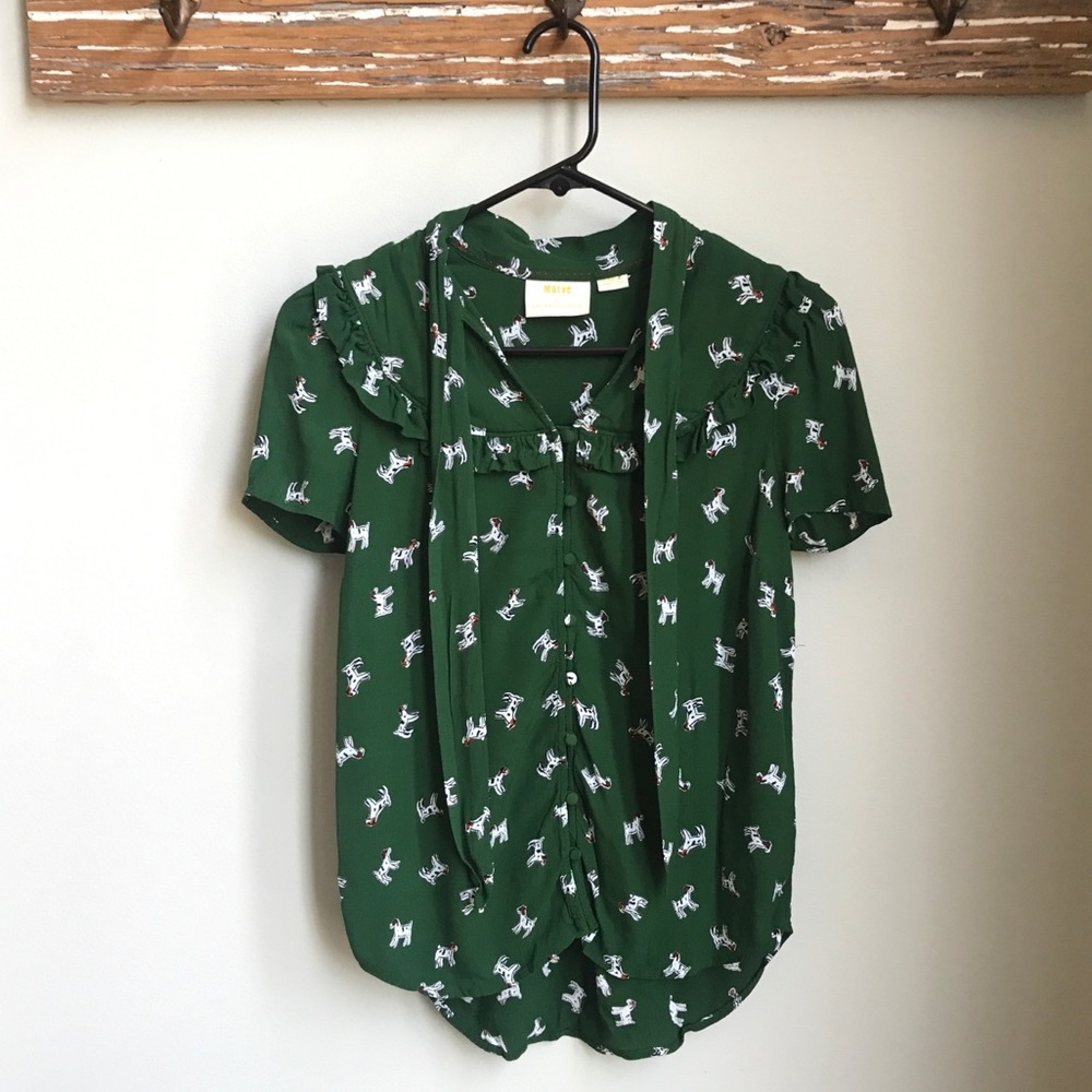 Maeve Green Bulldog Lightweight Top Shortsleeve